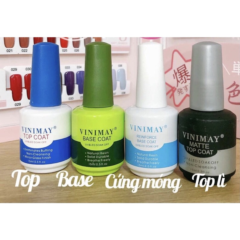 Base, Top, Top Lì, Top Loang, Kiềm Dầu, Phá Gel, Top Kim Cương Vinimay Chính Hãng chai 15ml