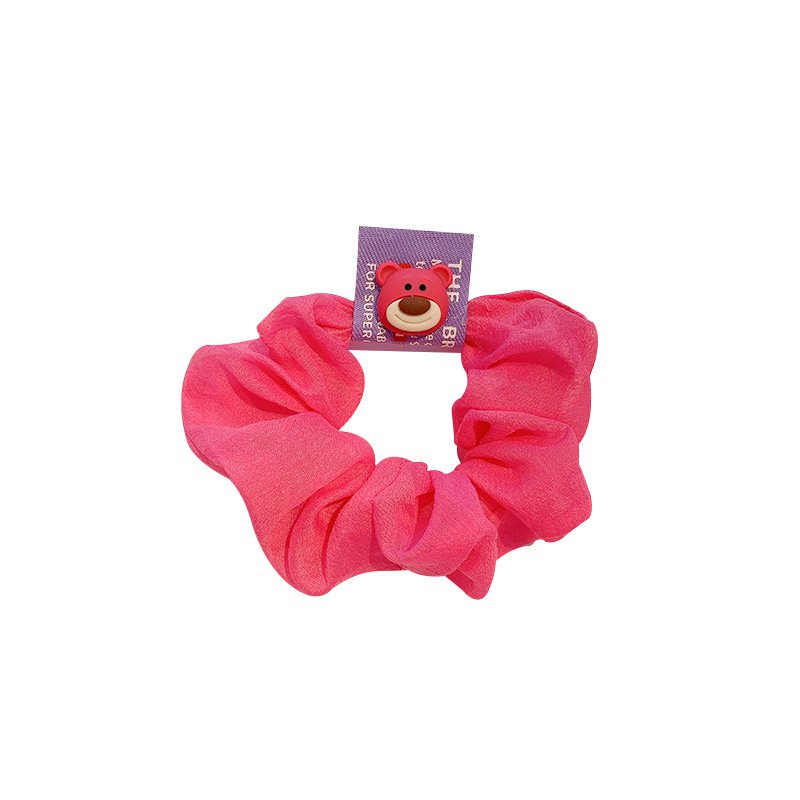 Dây buộc tóc chiffon bản lớn in họa tiết dâu tây màu sắc thời trang mùa hè dành cho nữ