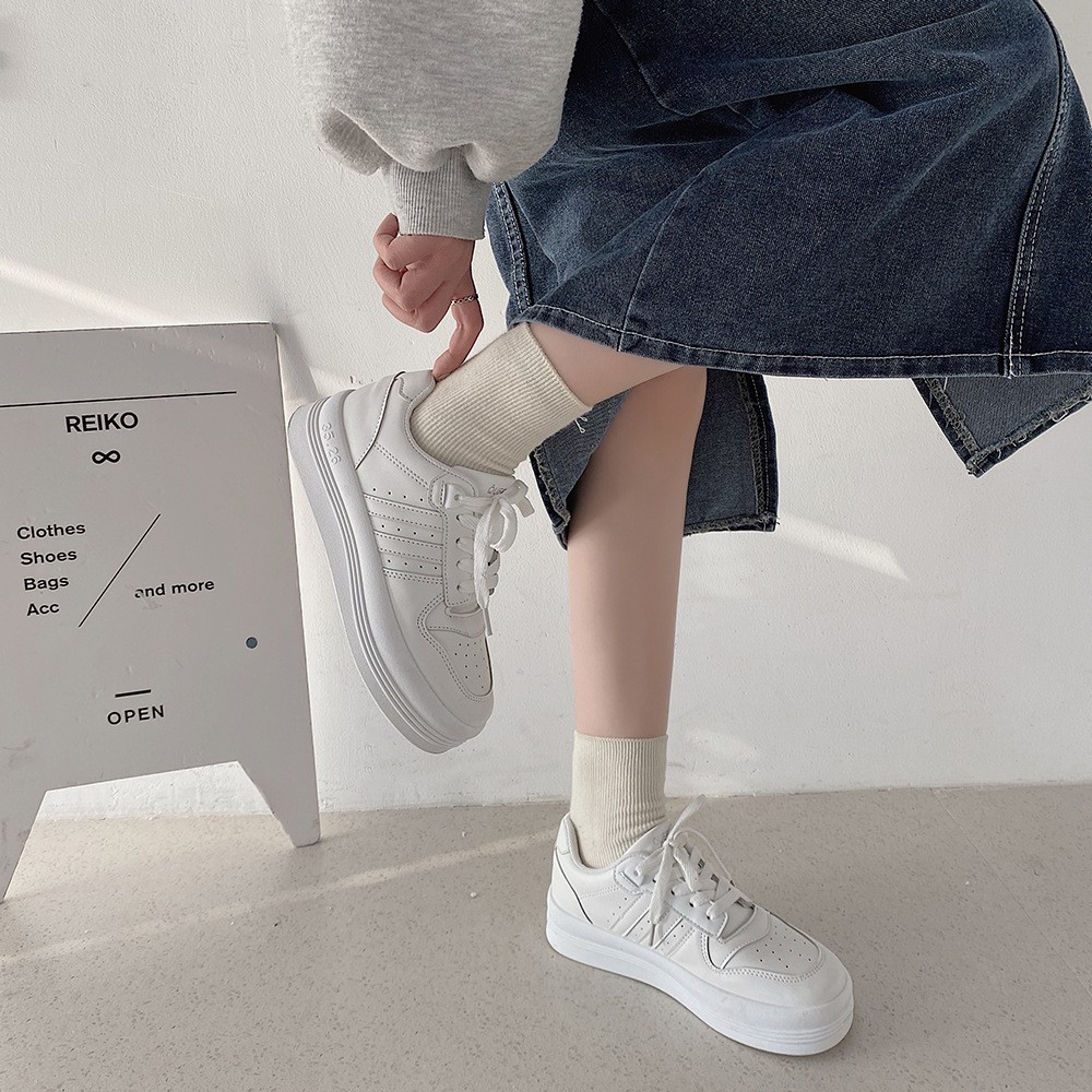 Giày thể thao nữ giayBOM full trắng đế cao 3 cm B1161 | BigBuy360 - bigbuy360.vn