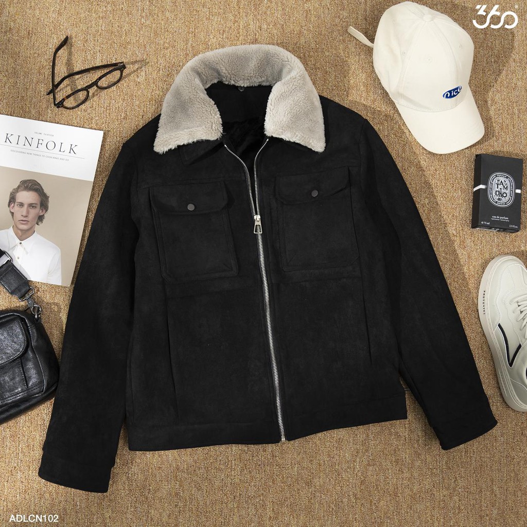 [Mã FAMALLT5 giảm 15% đơn 150K] Áo da lộn cao cấp thương hiệu 360 Boutique cổ lông tháo lắp dễ dàng - ADLCN102 | BigBuy360 - bigbuy360.vn