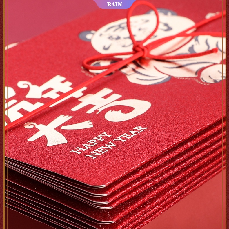 Bao Lì Xì Dạng Gập Màu Đỏ In Hình Chú Hổ May Mắn Cho Năm Mới 2022