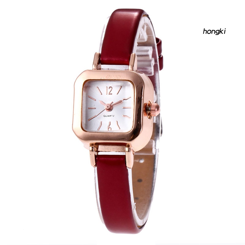Đồng Hồ Đeo Tay Có Dây Đeo Bằng Da Giả Và Mặt Đồng Hồ Hình Vuông Màu Trơn Thời Trang Cho Nữ | BigBuy360 - bigbuy360.vn