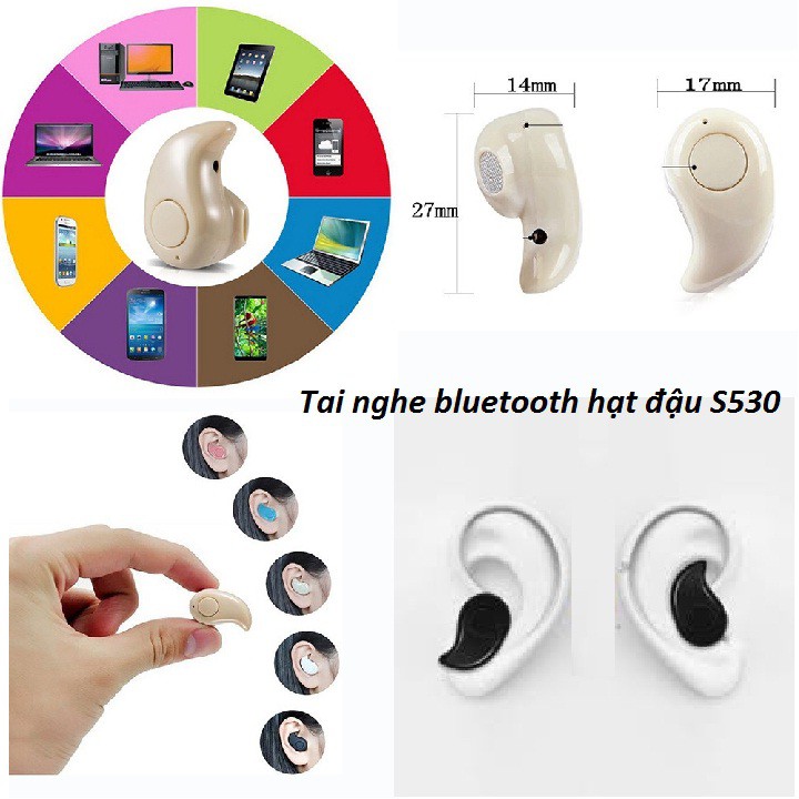 Tai nghe Bluetooth S530 Chính Hãng Hàn Quốc Tai nghe nhét tai không dây nghe gọi đàm thoại nghe nhạc cực hay