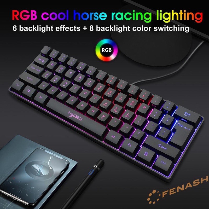 Bàn Phím Hxsj V700 60% Led RGB - 61 Phím Cho - Bàn phím Gaming - Gaming KeyBoard