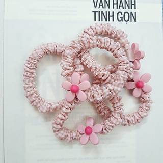 Dây cột tóc suncrise sọc caro đính charm xinh xắn