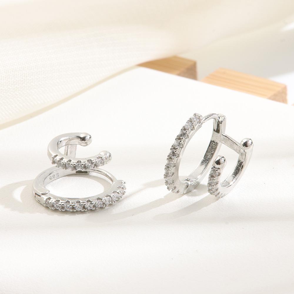 CACTU Khuyên Tai Hai Lớp Thời Trang Cá Tính Cho Nam Nữ