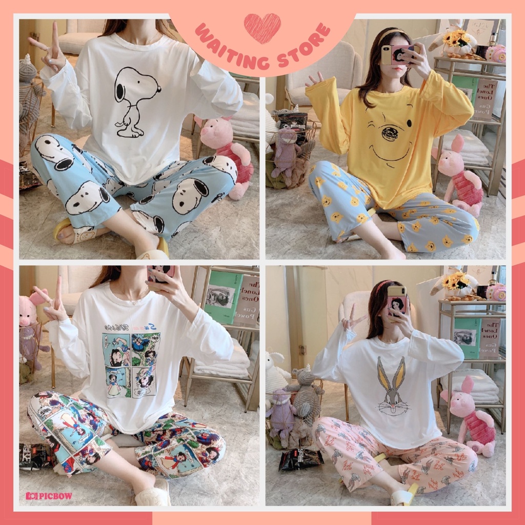 Set Đồ Bộ ngủ dài tay mềm mịn dễ thương freesize DDTT02
