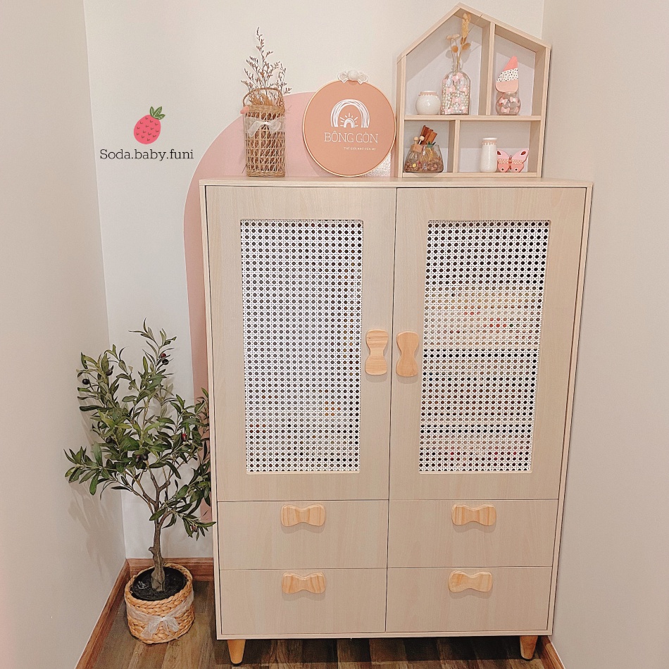 .. Tủ áo lưới mắt cáo vintage gỗ công nghiệp MDF màu trắng kích thước ngang 90cm mã 001