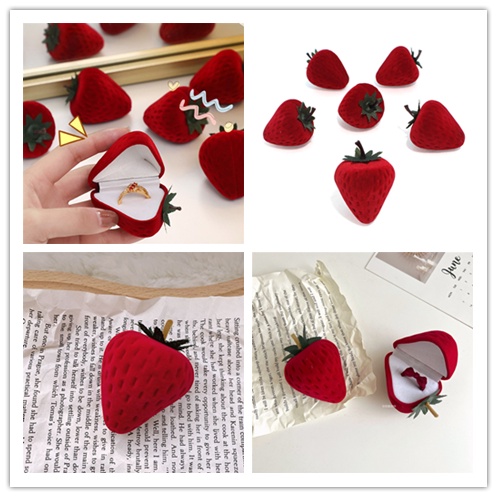 Hộp Đựng Trang Sức Hình Hoa Hồng Hợp Thời Trang hộp đựng nhẫn gấu dâu Hộp Đựng Nhẫn Cưới Hình Quả Dâu Màu Đỏ Mini Đáng Yêu Sáng Tạo strawberry box