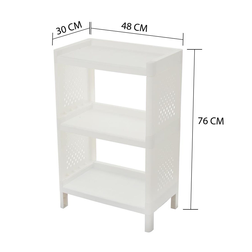 HomeBase STACKO Giá đựng đồ 3 ngăn bằng nhựa MONO 48X30X76cm màu trắng