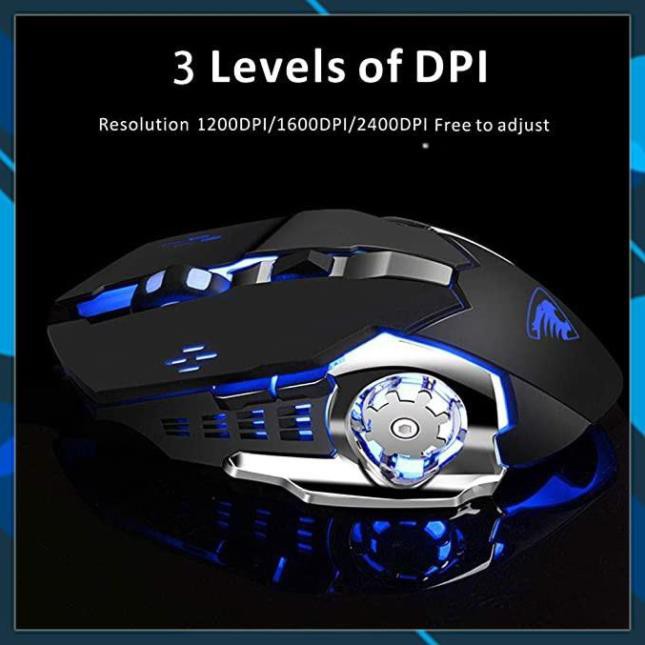 Chuột Chơi Game Không Dây Uciefy - Chuột Giảm Âm Có Thể Sạc Lại Đèn Led 6 Nút, DPI lên tới 3200, Bộ Thu USB Nano 2.4GHz
