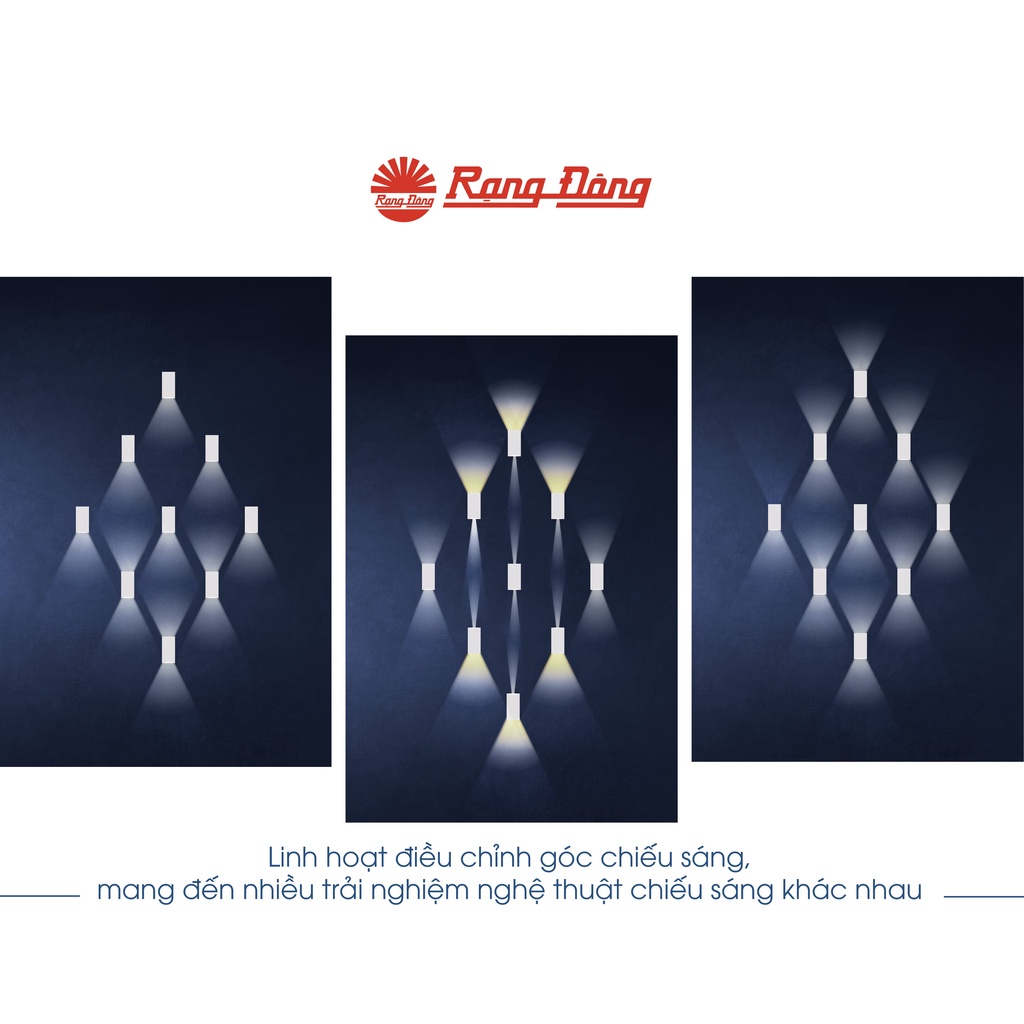 Đèn LED ốp tường đổi 3 màu: Trắng, vàng, trung tính Rạng Đông -  Model: LN18.V2 ĐM 110x75/6W