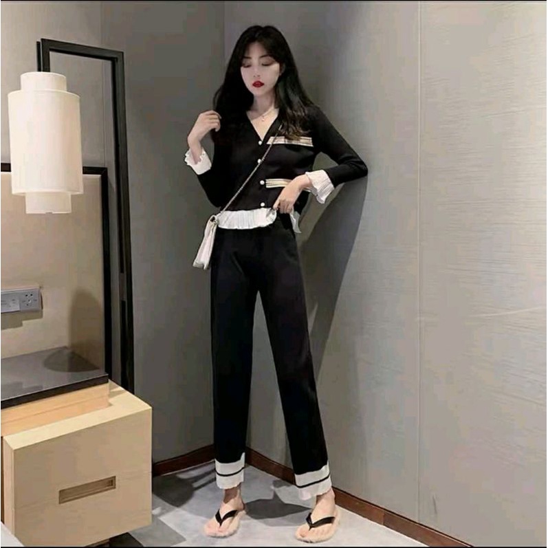Sét len viền bèo ren ngực màu đen nữ siêu đẹp