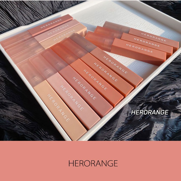 [Hàng mới về] [Free ship] HERORANGE Son Kem Bóng Nhung Mịn Lì lip Mud Lip Glaze Lip Gloss Ống vuông | BigBuy360 - bigbuy360.vn