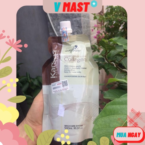 Kem ủ tóc Karseell Maca Power Collagen 500ml phục hồi hư tổn Hấp ủ tóc thẳng mượt đến từng ngọn