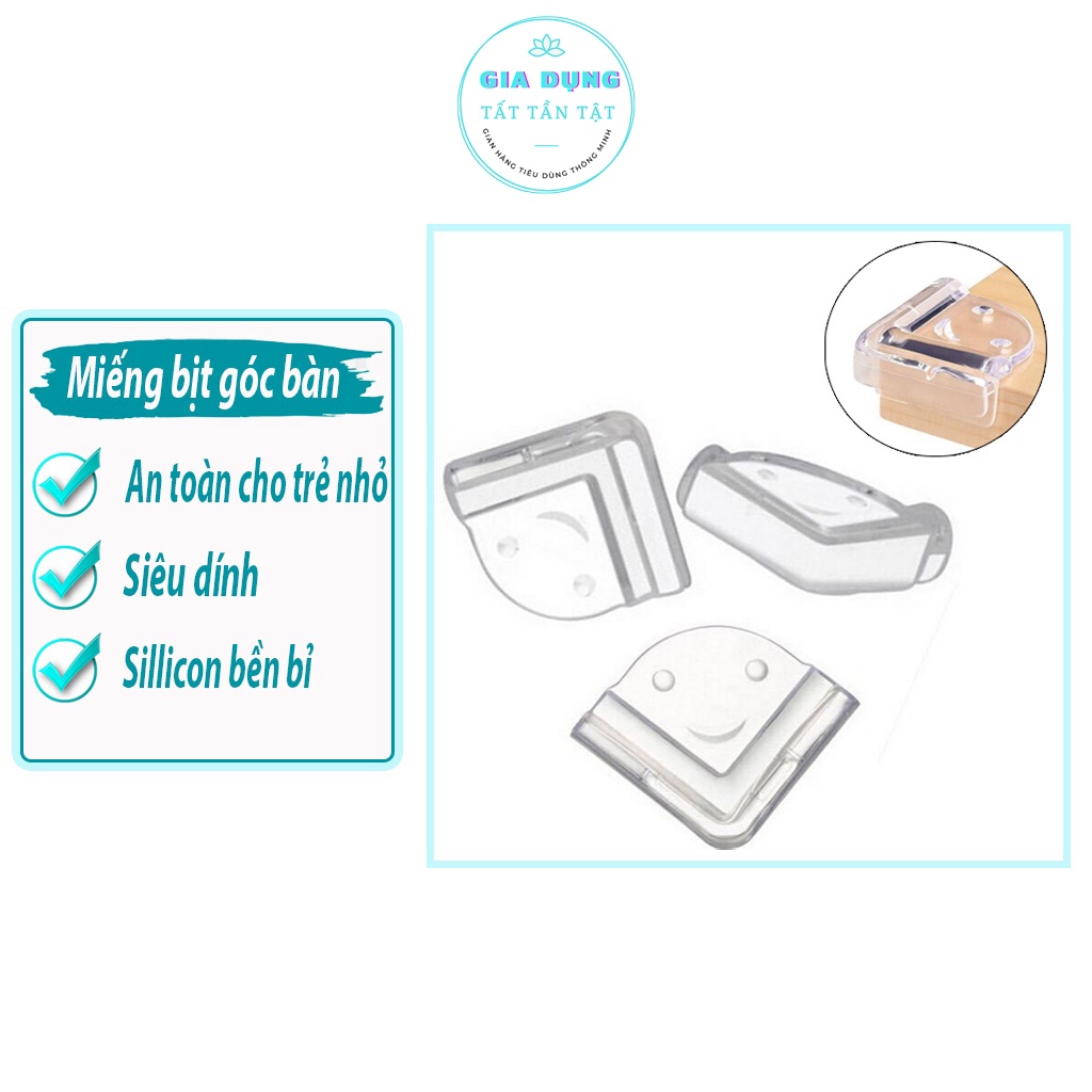 Set 4 Miếng Bịt Góc Bàn Bằng Silicon Cao Cấp Hình Tròn, Tặng Kèm Dính 3M, An Toàn Cho Trẻ Em Vui Chơi.