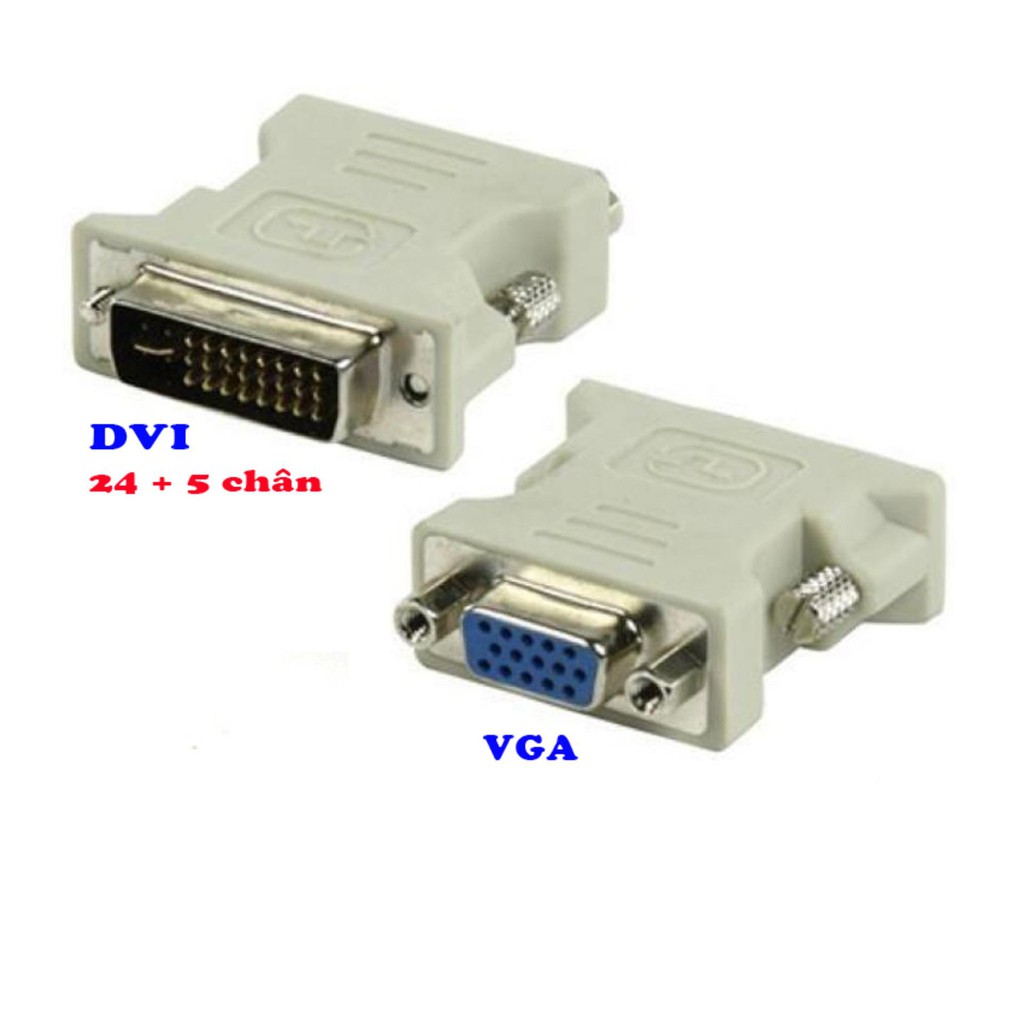 Đầu chuyển DVI ra VGA. Có 2 loại 24 + 1 hoặc 24+5. Vi Tính Quốc Duy