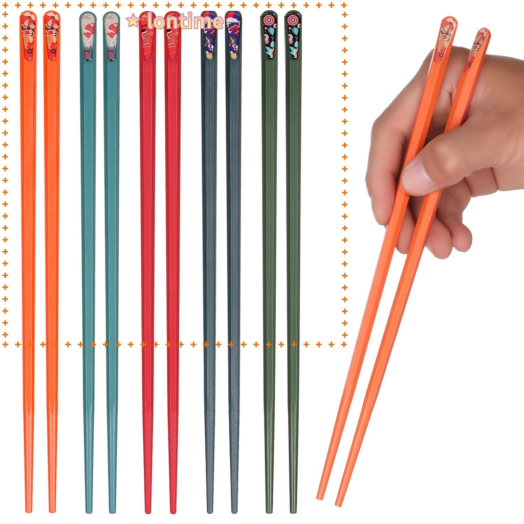 Set 5 đôi đũa kiểu Nhật bằng sợi thủy tinh chống trượt nhiều màu sắc