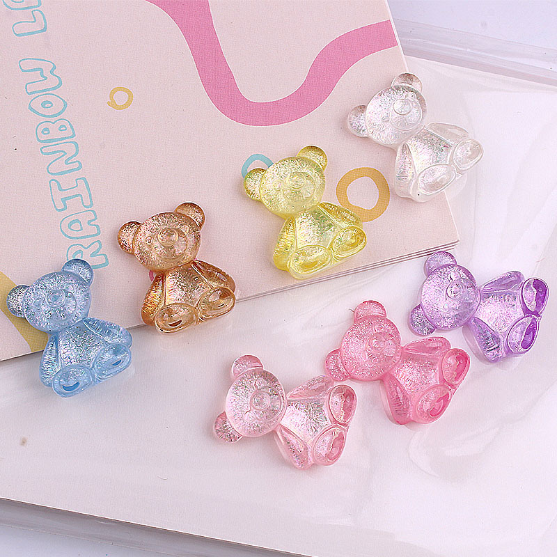 Set 10 Khuyên Tai Nhựa Hình Gấu Dễ Thương