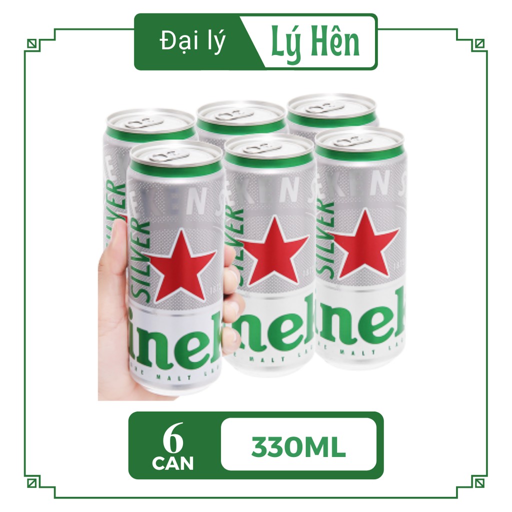 Lốc 6 Lon Bia Cao Heineken Silver - Heineken Bạc 330ml/Lon Date Luôn Mới