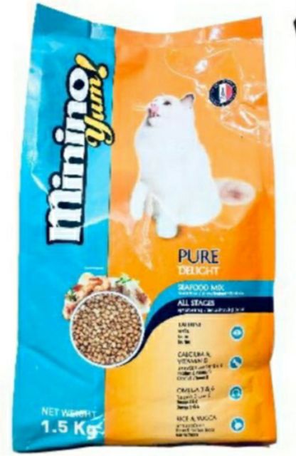 Thức Ăn Hạt Khô Cho Mèo Vị Hải Sản Seafood Mix Minino yum 1.5kg 