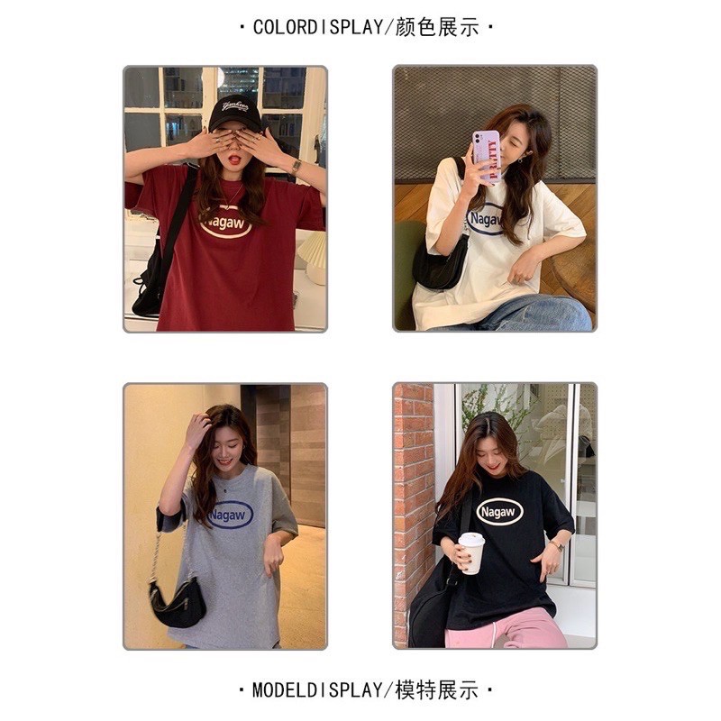 [Hàng cao cấp + ảnh thật] Áo thun tay lỡ, áo phông oversize unisex nam nữ Nagaw 4 màu trắng, đen, xám, đỏ đô | BigBuy360 - bigbuy360.vn