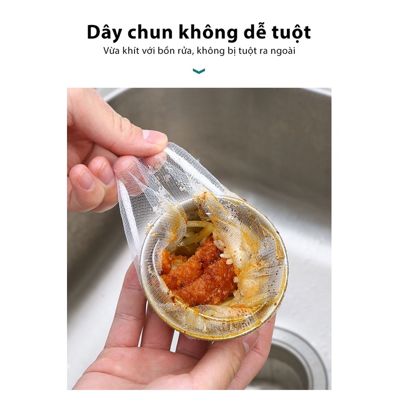 Sét 100 Túi Lọc Rác Thức Ăn Thừa Thiết Kế Kiểu Lưới Siêu Dai Đầu Túi Có Chun Co Giãn Chống Tắc Nghẽn Ống
