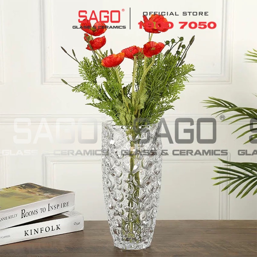 Bình Hoa Thủy Tinh Chấm Bi Cao Cấp cao 25cm , 30cm  | Tùy Chọn Size , Lọ Hoa Thủy tinh Cao cấp