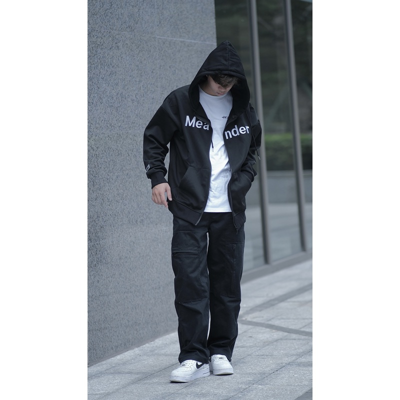 Áo khoác hoodie zip HDU- MEANDER nam nữ form rộng có mũ basic chất liệu nỉ bông cào mã HD2
