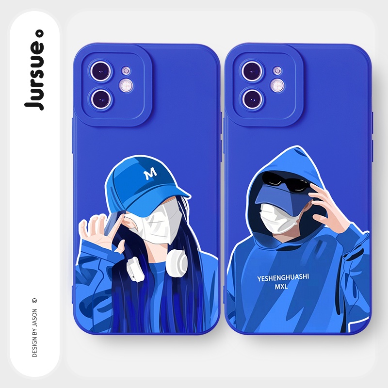 Ốp lưng JURSUE mềm hoạt hình cặp đôi dễ thương đẹp Cho iPhone 14 13 12 11 Pro Max SE 2020 X XR XS 8 7 ip 6S 6 Plus Y2274