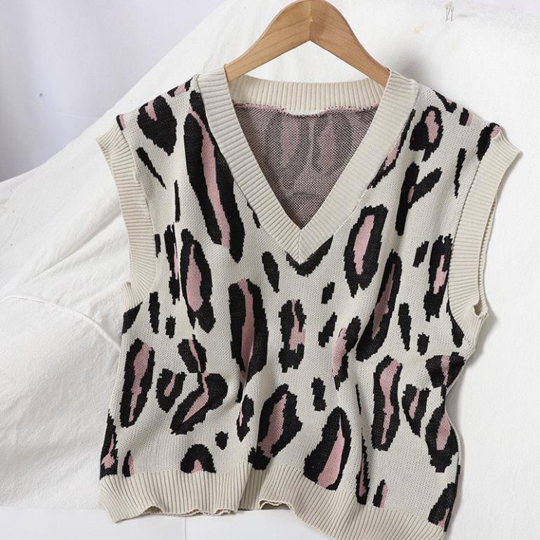 (Ảnh thật) Áo Gi-Lê, Gile Len Nữ Da Báo Cổ V Phong Cách Ullzang Hàn Quốc Chất Đẹp Sunny | BigBuy360 - bigbuy360.vn