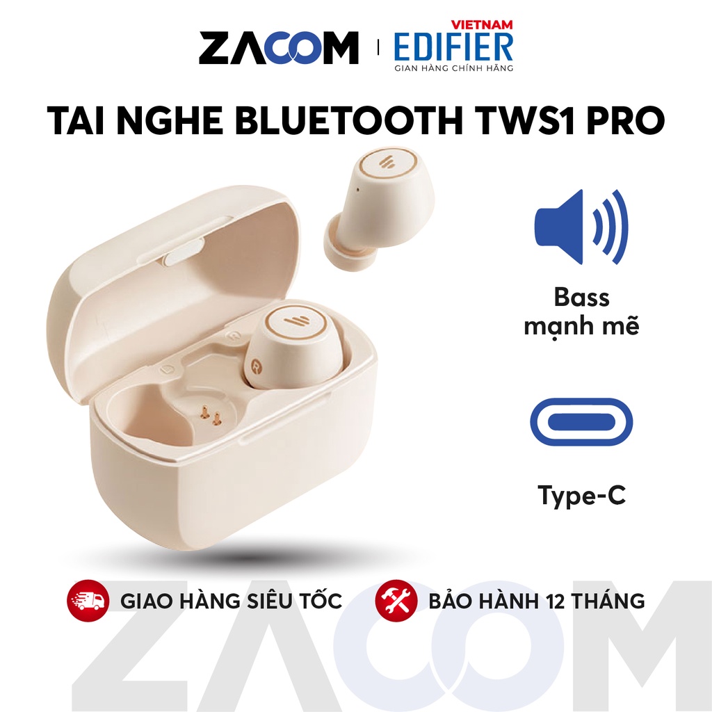 Tai nghe Bluetooth 5.2 EDIFIER TWS1 PRO - Thời gian phát 42h - Chống nước IP65 Hàng chính hãng Bảo hành 12 tháng