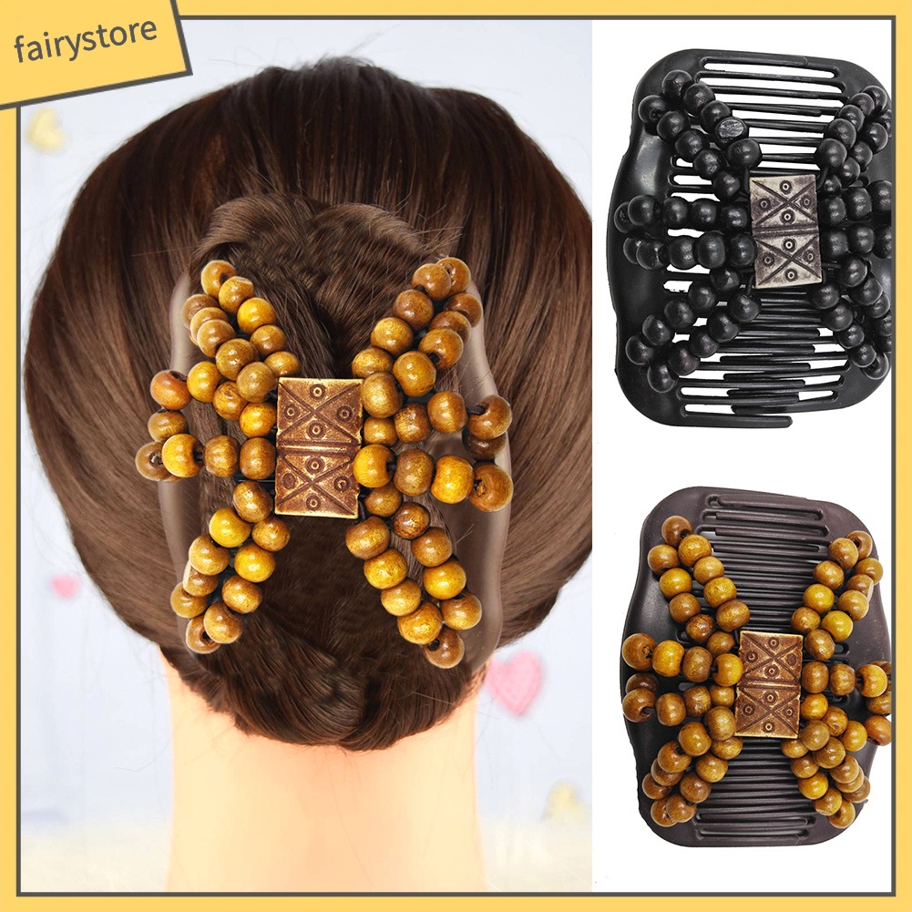 Lược Cài Tóc Bằng Gỗ Đính Hạt Thời Trang Cho Nữ