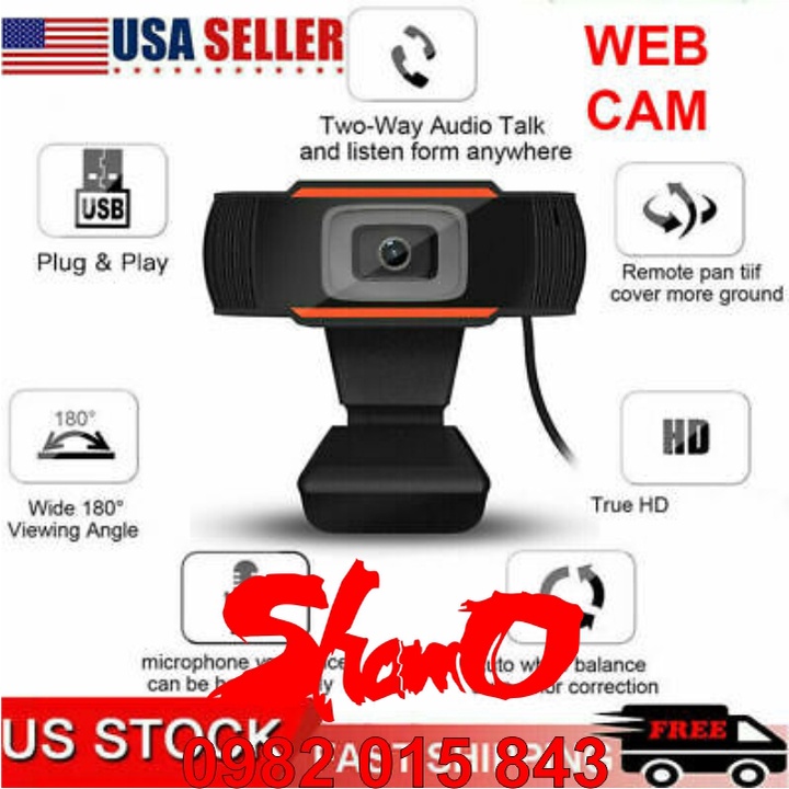 Webcam HD 720P - 30FPS Có Mic USB 2.0 – Đế kẹp cố định cho máy tính – Hỗ trợ học trực tuyến – Bảo hành 12 tháng