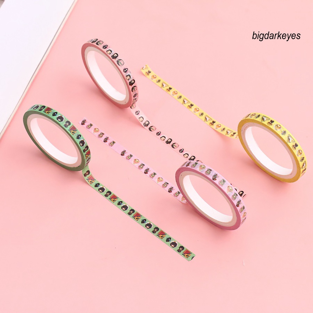Set 2 Cuộn Băng Keo Giấy Washi In Họa Tiết Hoạt Hình Demon Slayer Trang Trí Sổ Tay/Sổ Tay