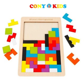 Xếp hình gạch Tetris bằng gỗ giúp bé phát triển tư duy và khả năng hình học