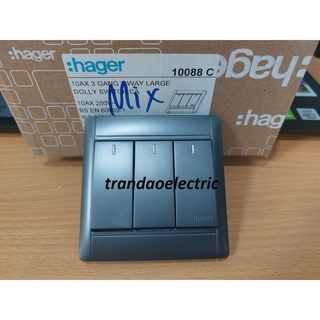 Công tắc ba 1-2 chiều 10a hager màu carbon wgl13x_ca