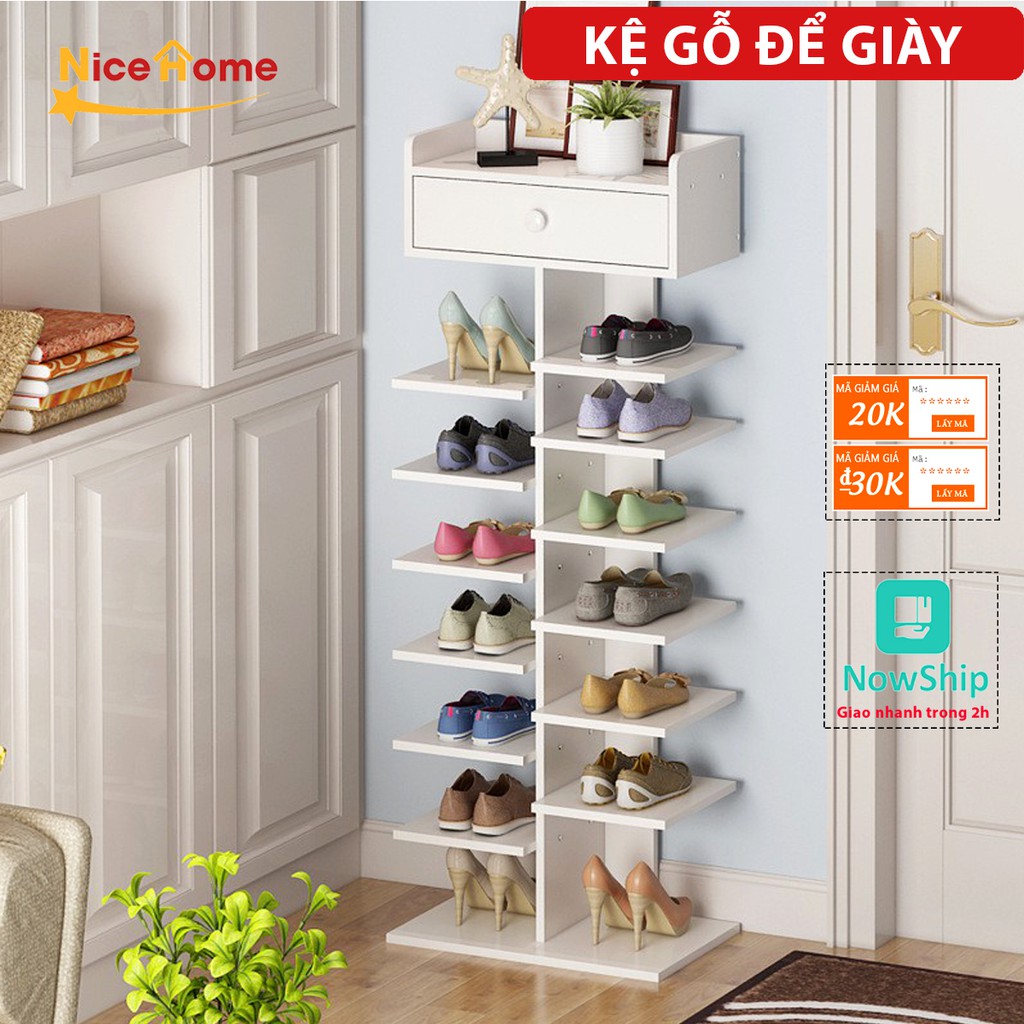 Kệ gỗ để giày dép, kệ để giày, kệ để đồ nhiều tầng đa năng chắc chắn nhỏ gọn tạo không gian đẹp