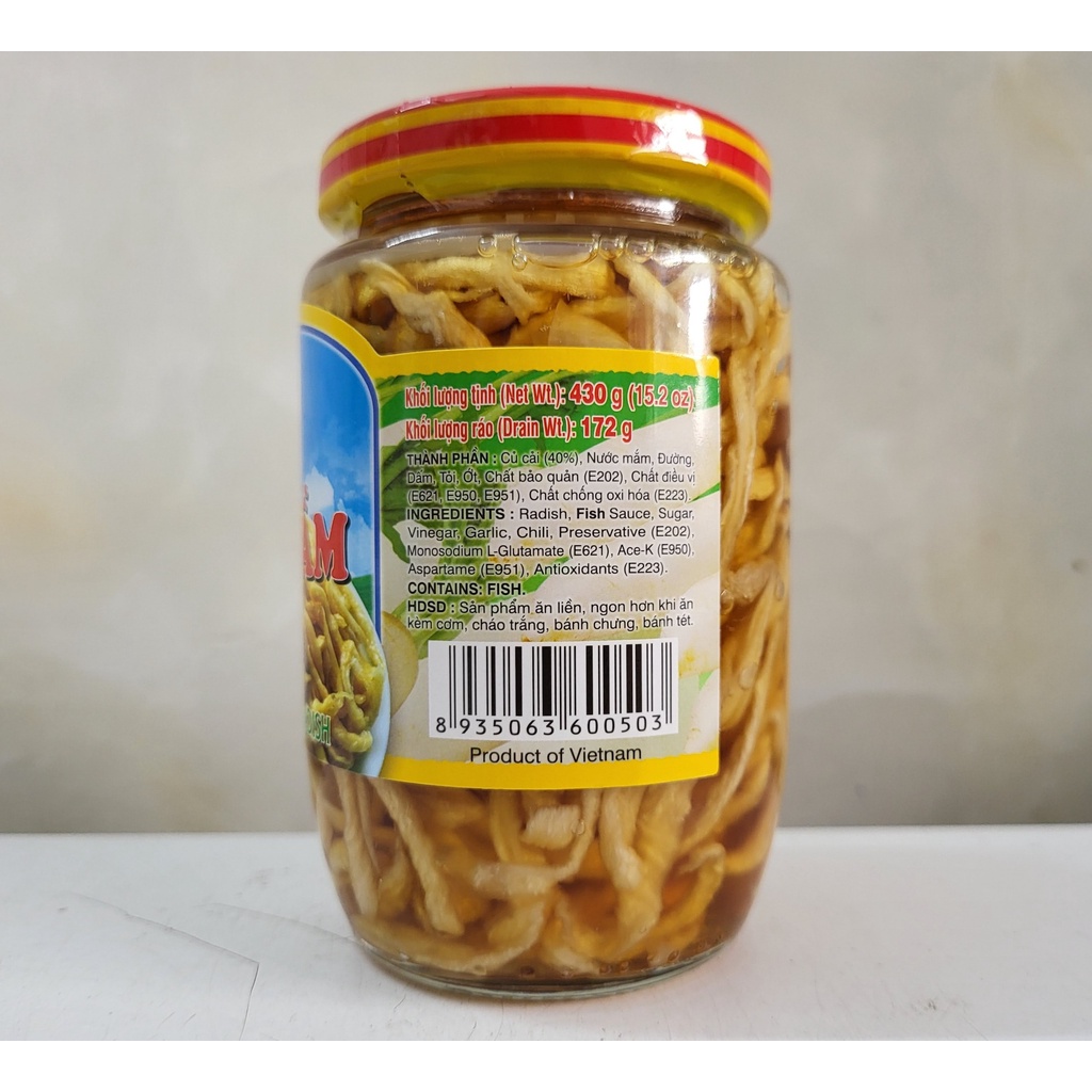 [Lọ 430g] CẢI DẦM (Củ cải ngâm chua ngọt) [VN] NGỌC LIÊN Preserved Radish