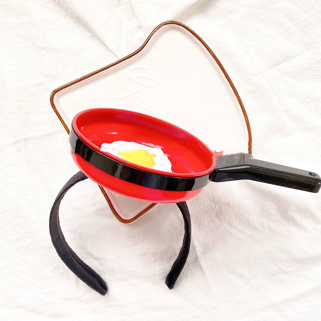 Băng đô trang trí hình chảo chiên trứng làm phụ kiện chụp ảnh