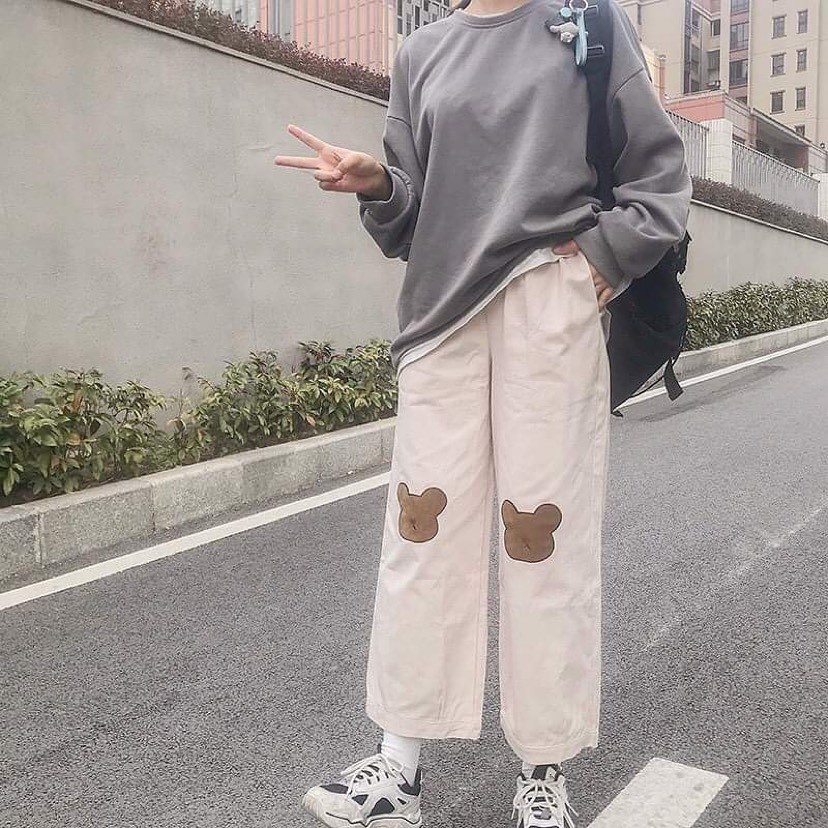 Quần Dài Kaki GẤU NÂU Ống Rộng Form Suông Ulzzang Unisex
