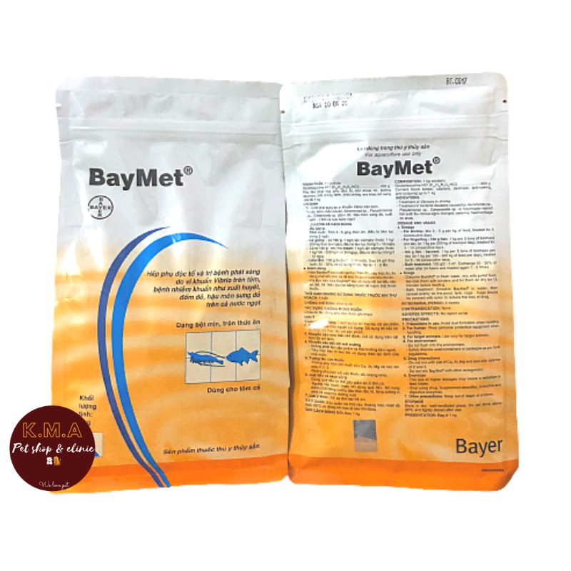 BAYMET  - Sử dụng cho tôm, cá cảnh, cá koi, cá thương phẩm, ếch, lươn... thân lở loét, bỏ ăn..