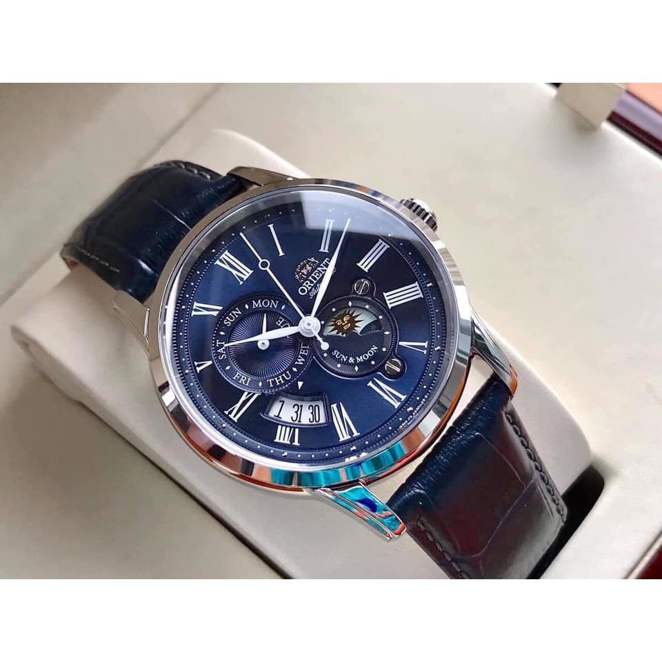 Đồng hồ nam chính hãng Orient Gen 3 BLUE FAK00005D0- Máy cơ - Kính sapphire - chức năng Sun Moon