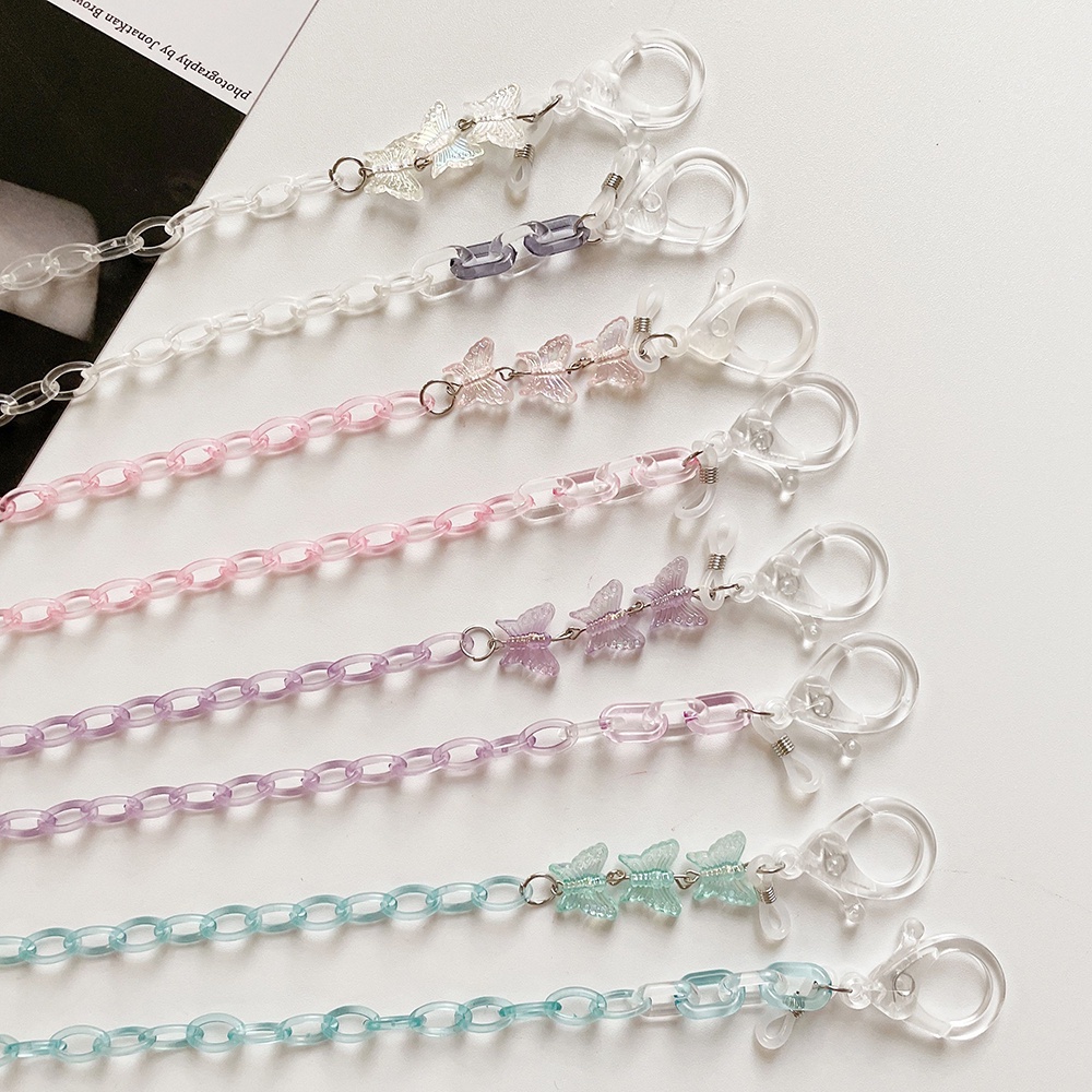 Dây Đeo Mắt Kính Chống Thất Lạc Bằng Acrylic Màu Kẹo Hình Bướm Phong Cách Mới