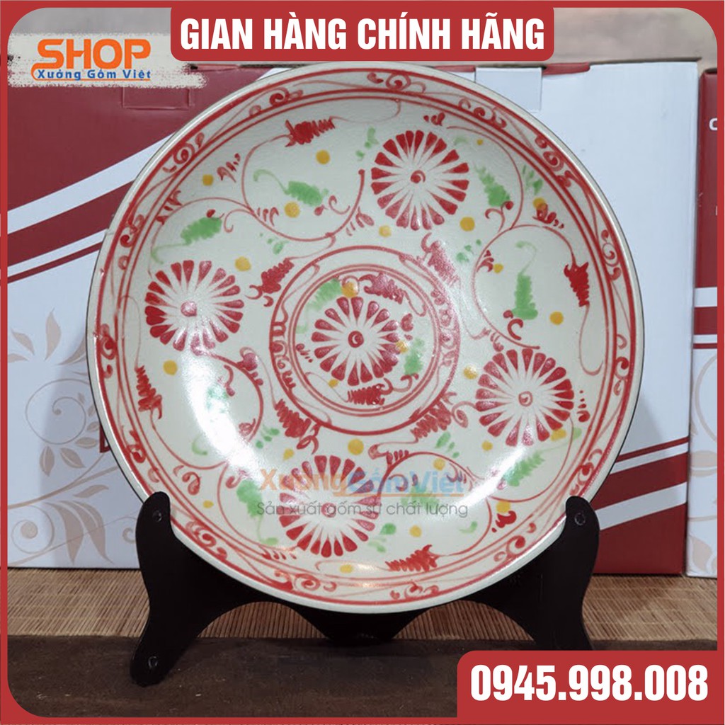 [sale sale sale] bộ bát đĩa cúc đỏ giả cổ tuyệt đẹp trang trí bàn ăn gia đình sang trọng và đẳng cấp - XƯỞNG GỐM VIỆT