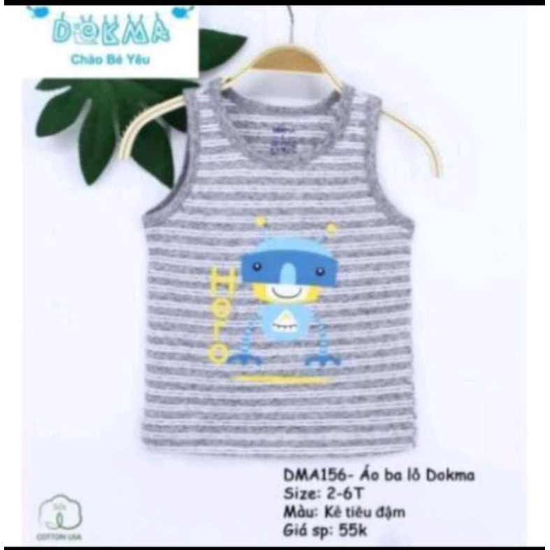 Áo ba lỗ dokma bé trai cute siêu mát, thấm hút tốt, thoải mái 2-6T