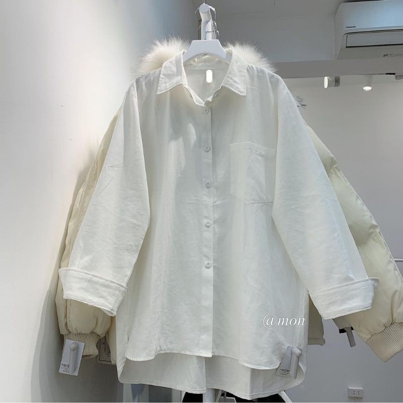 Áo sơ mi nữ ulzzang basic dài tay form rộng phong cách hàn quốc sp001 | BigBuy360 - bigbuy360.vn