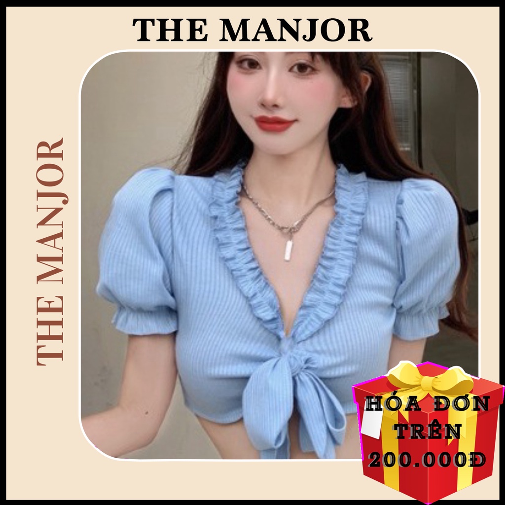 Áo Croptop cột nơ ngực cuốn biên buộc nơ trước - AK0017 | steven.factory
