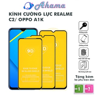 Kính Cường Lực Oppo  A1k Realme C2 full màn hình siêu bền chống trầy xước rơi vỡ tặng kèm khăn lau màn hình
