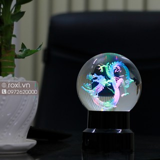 Quả cầu pha lê khắc rồng 3D -10cm